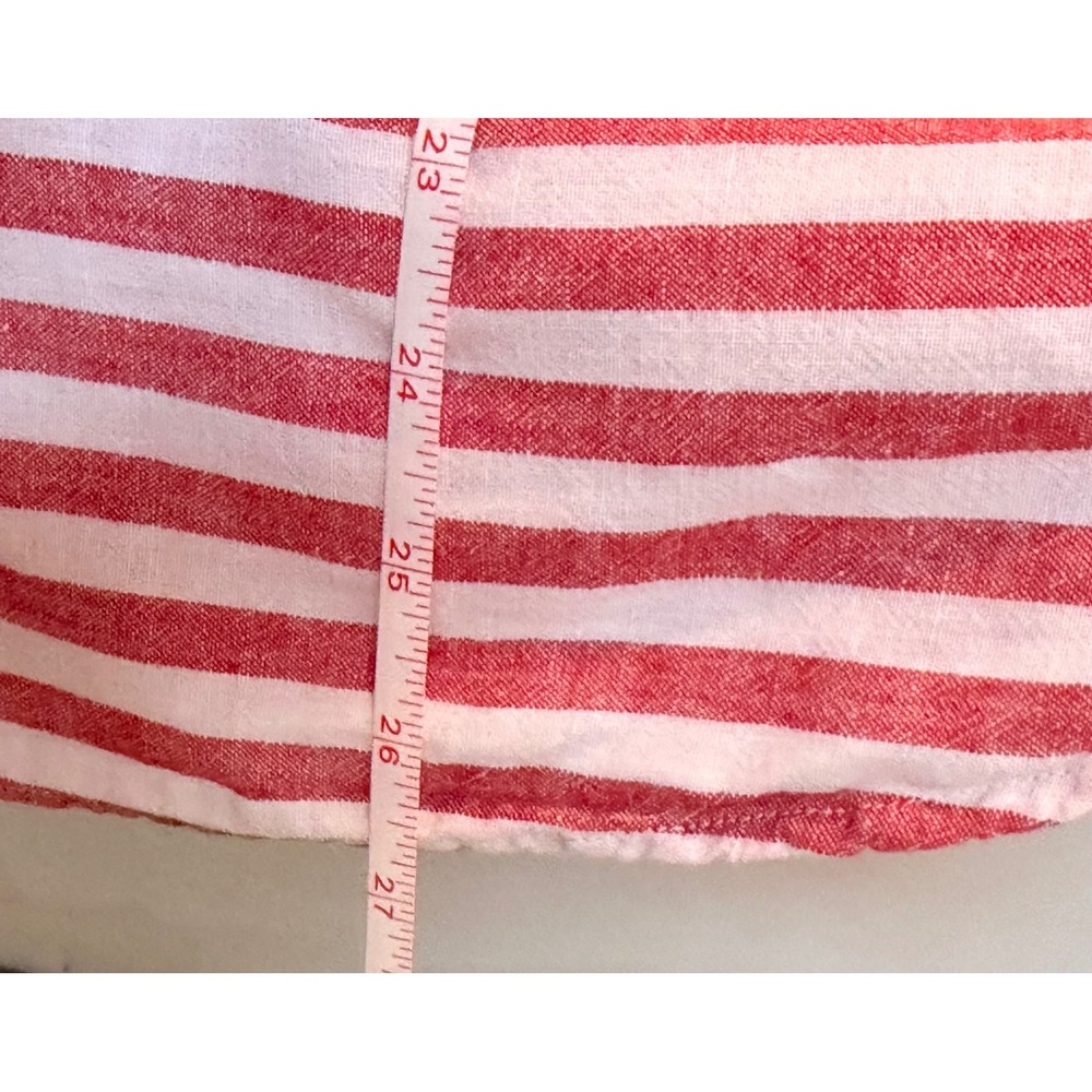 Liz Claiborne Womens XL Red White Striped Linen Blend Nautical Americana Top - Picture 6 of 7